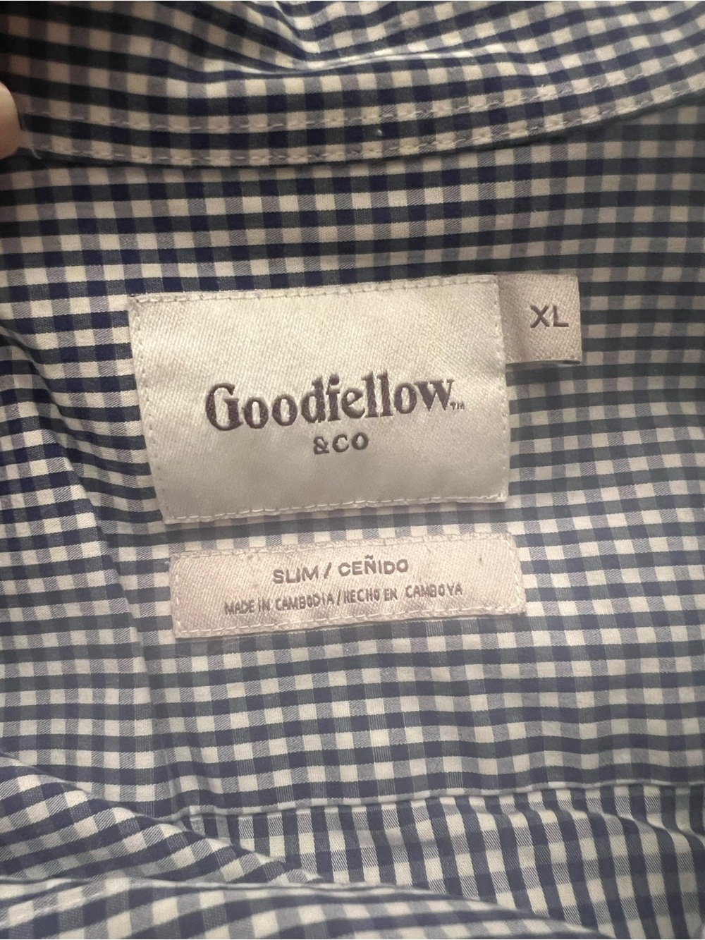 Goodfellow & Co Slim Fit Gingham Button-Up Dress Shirt Men's XL Blue & White - Picture 4 of 5